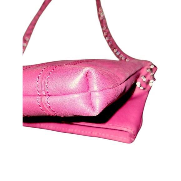 Banana Republic Hot Pink Pieced Leather Clutch Fold over Shoulder Bag A++ - Picture 6 of 8